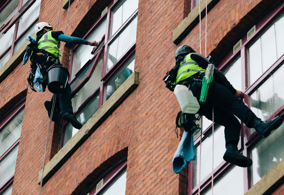 Abseil/Rope Access Window Cleaning in Manchester and the Northwest - HCS Cleaning Services