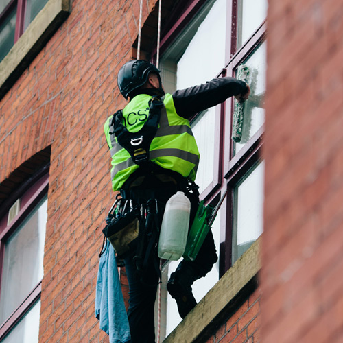 Abseil Pressure Washed Window Cleaning in Manchester and the North West